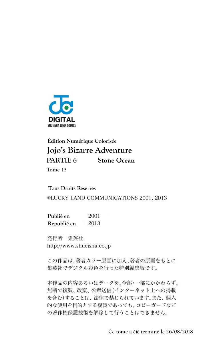 Read JoJo_s Bizarre Adventure Part 6 Stone Ocean Official Colored FR Manga Online