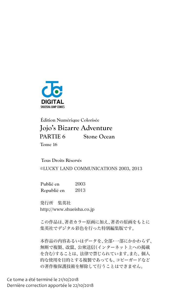 Read JoJo_s Bizarre Adventure Part 6 Stone Ocean Official Colored FR Manga Online